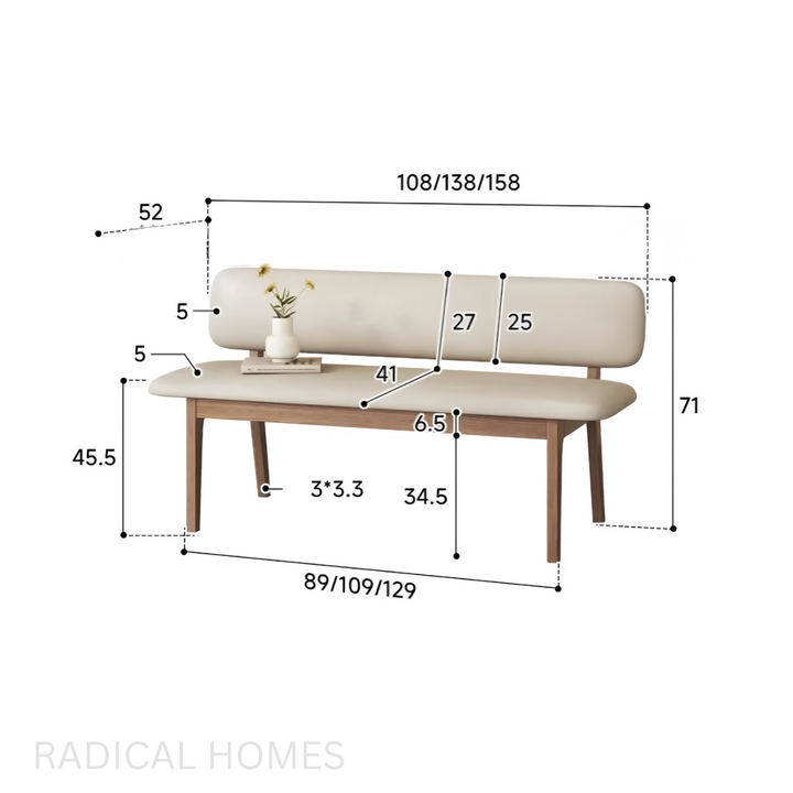 NORDEN Modern Leather Bench