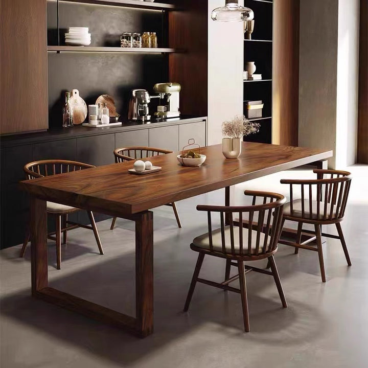 BADOU Rustic Walnut Wood Dining Table