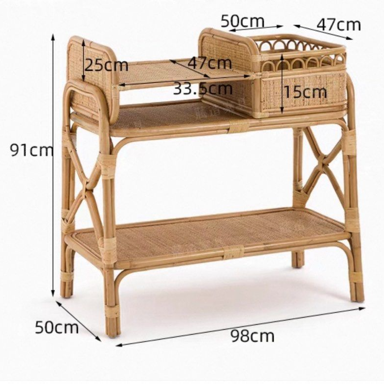 FREVY Rustic Rattan Bar Cart