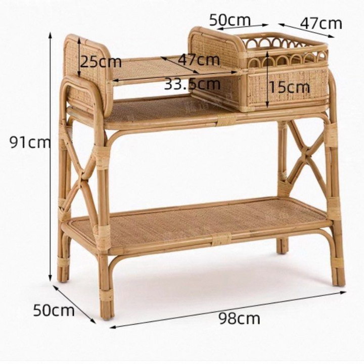 FREVY Rustic Rattan Bar Cart