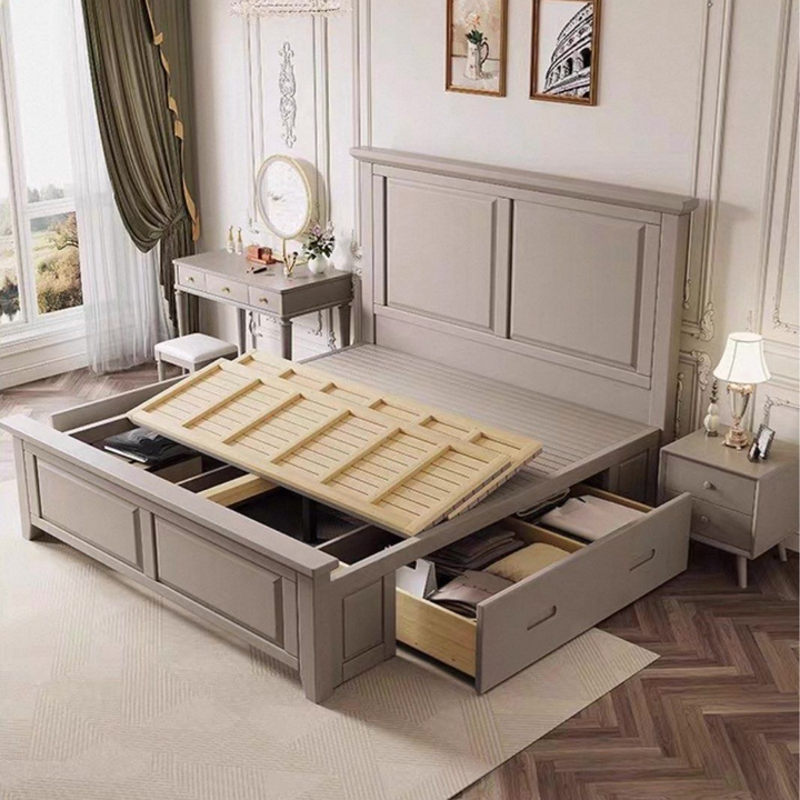 KISALE Vintage Solid Wood Bedframe