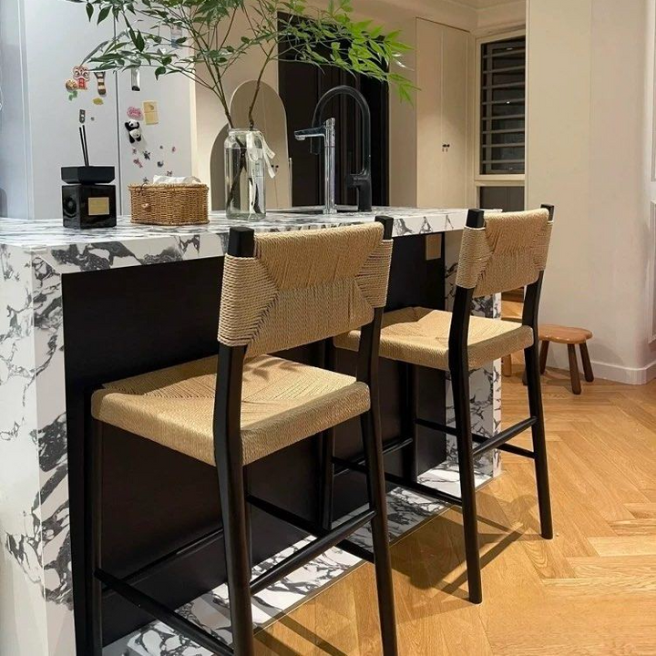 KEVAE Rustic Rattan Bar Stool
