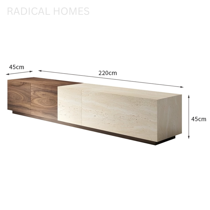 TRAVINO Modern Travertine TV Console - Radical Homes Singapore