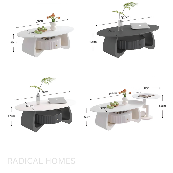 LYRAS Modern Oval Coffee Table - Radical Homes Singapore