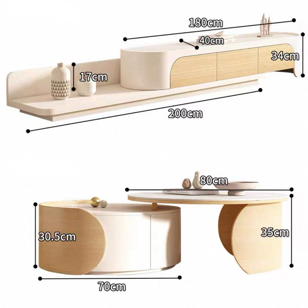 HURLEO Japandi Extendable TV Console & Coffee Table
