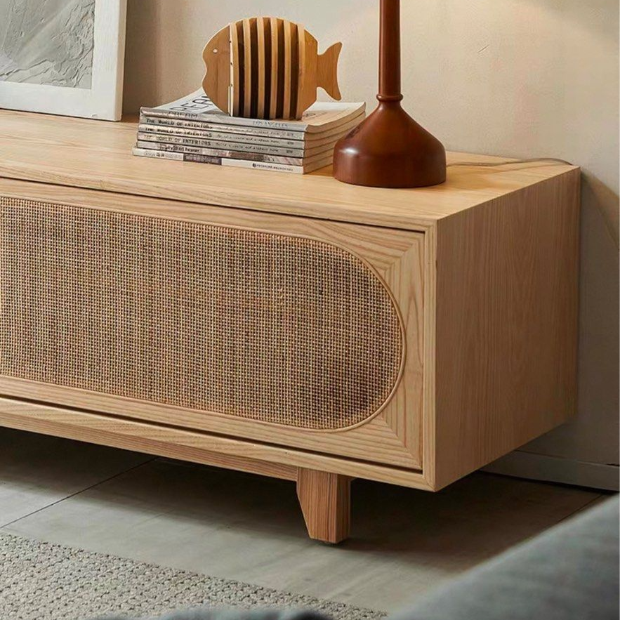 FACIRE Rustic Rattan TV Console