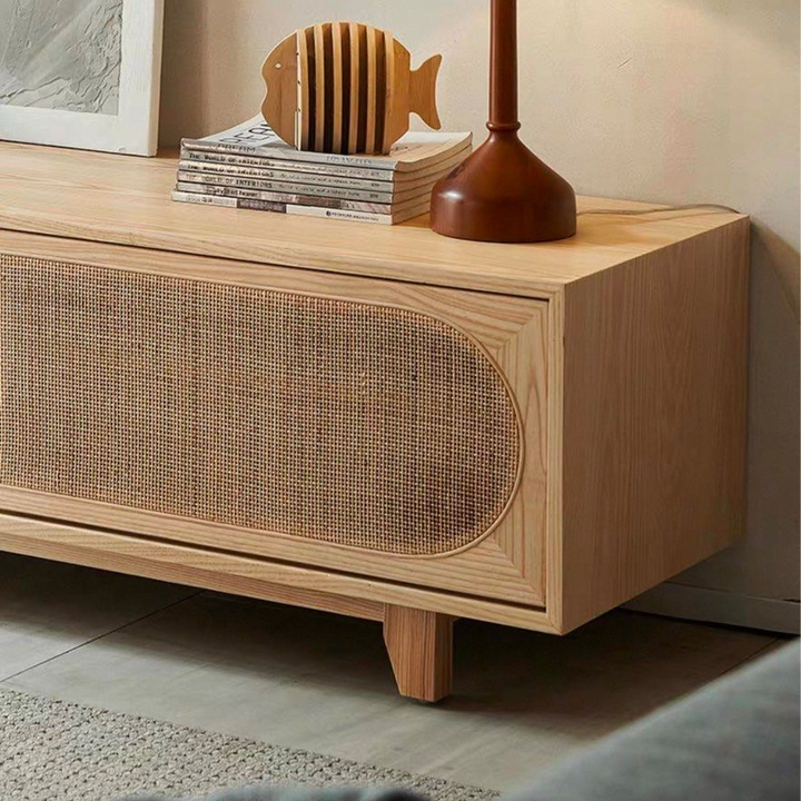 FACIRE Rustic Rattan TV Console