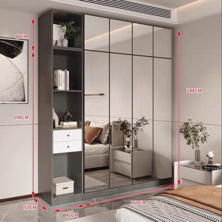 AUSTE Modern Mirrored Glass Wardrobe
