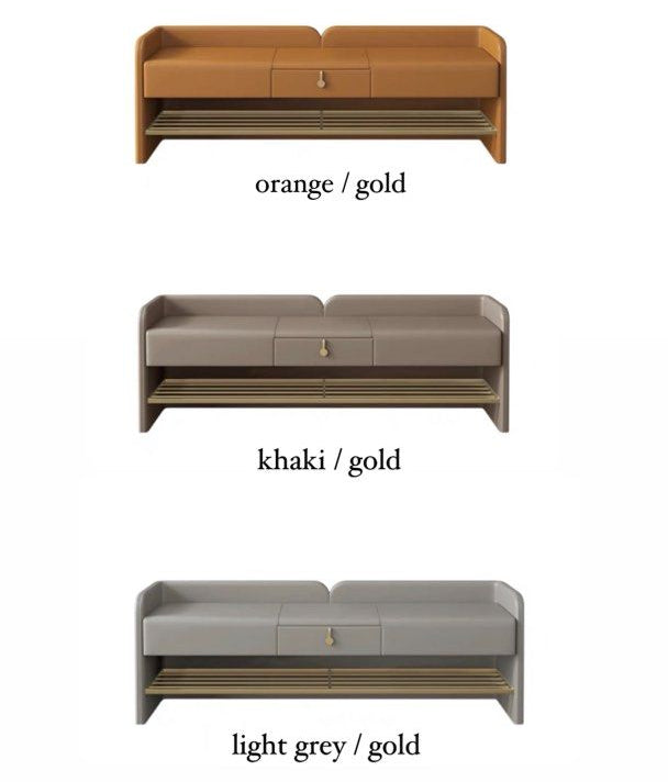 BANYAN Modern Leather Bench With Drawer