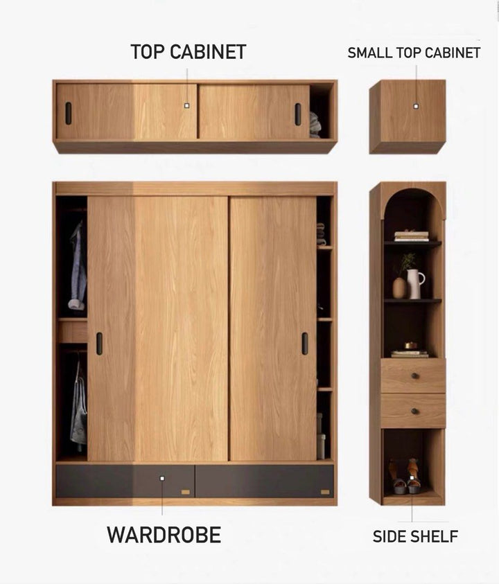 DRUSUS Japandi Solid Wood Wardrobe
