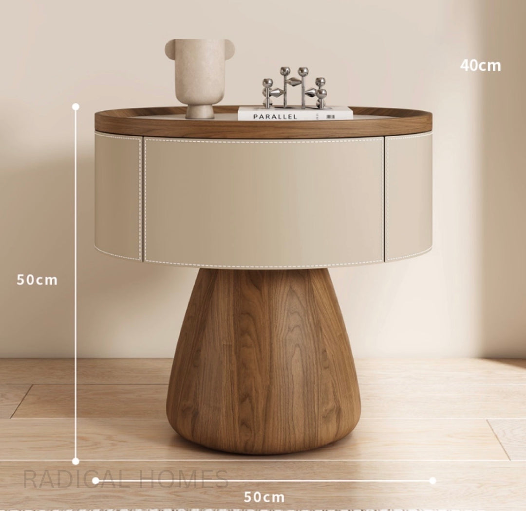 TINMA Modern Saddle Leather Bedside Table (INSTOCK)