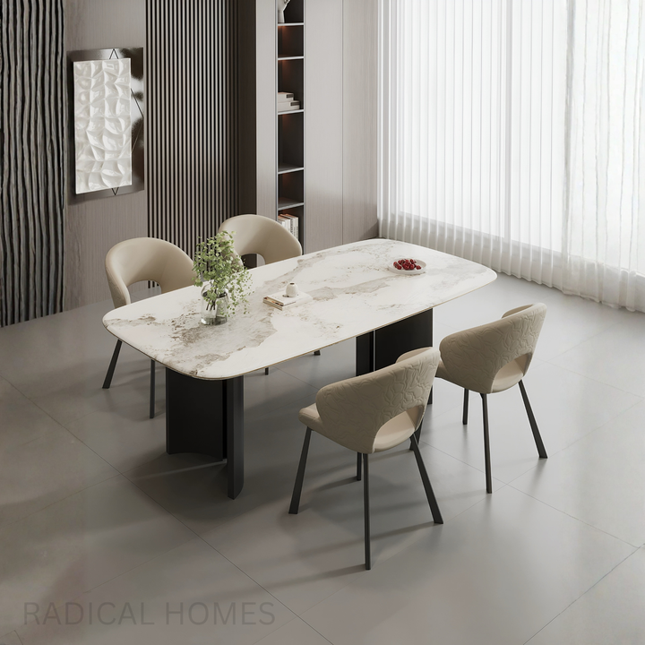 LUCENTO Modern Scratch Proof Leather Dining Chair - Radical Homes Singapore