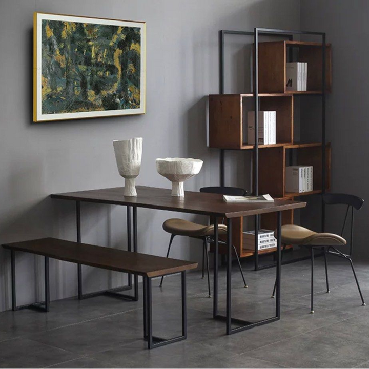 HOLMES Industrial Solid Wood Dining Table