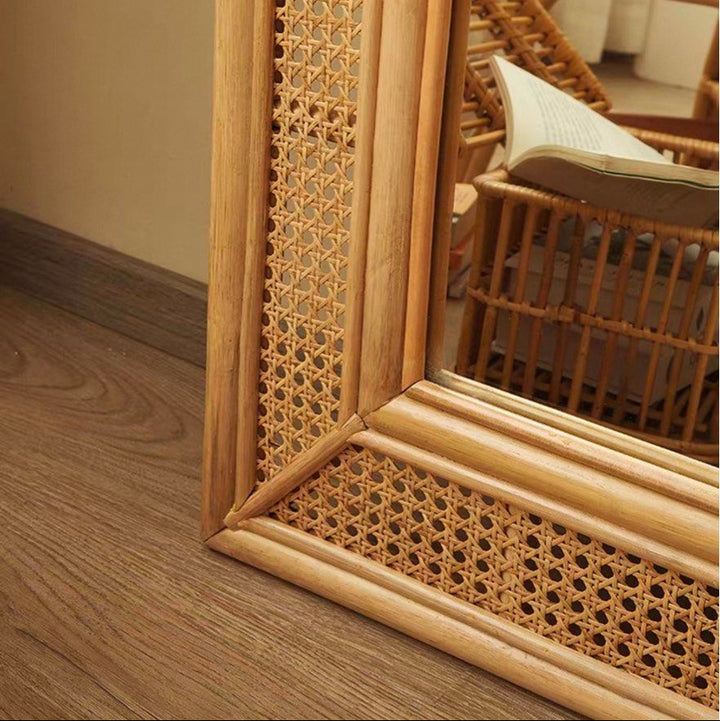 AUFREI Modern Full Length Rattan Mirror