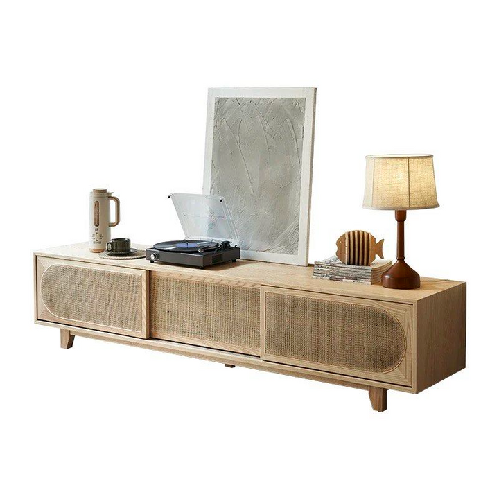 FACIRE Rustic Rattan TV Console