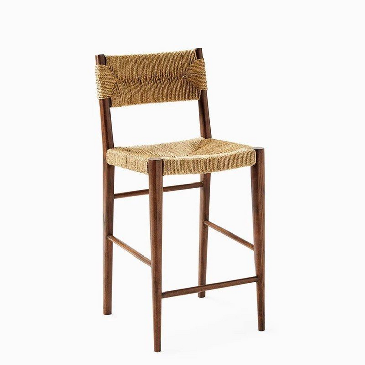 KEVAE Rustic Rattan Bar Stool