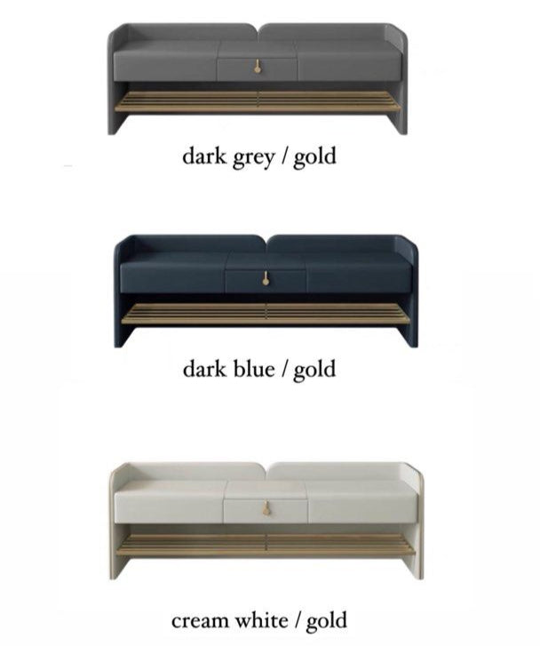 BANYAN Modern Leather Bench With Drawer