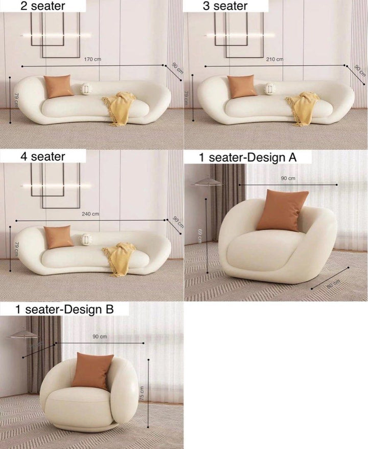 TARENI Modern Curve Leather Sofa