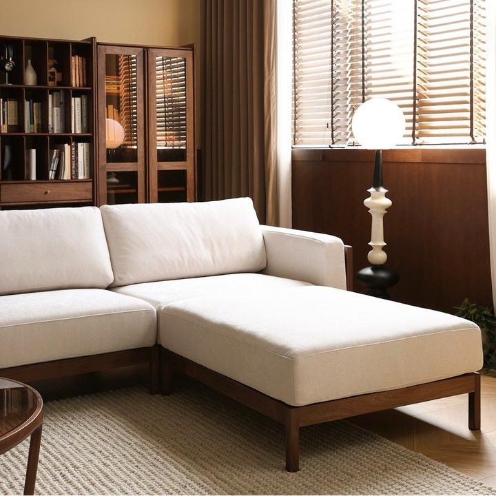 OLINOR Rustic Walnut Fabric Sofa