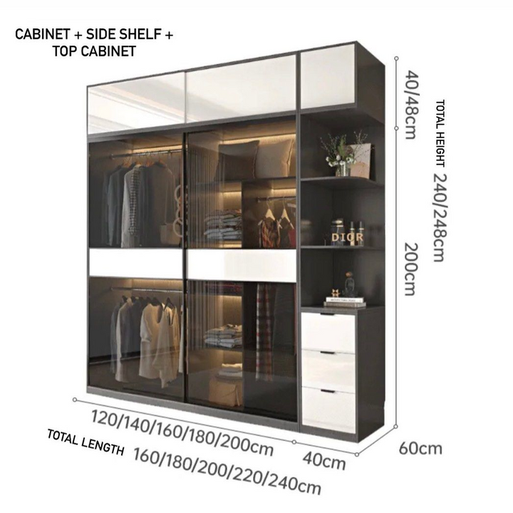 DOMITIAN Modern Glass With LED Wardrobe
