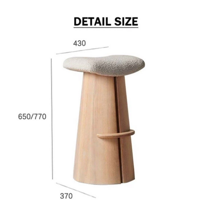 ALAE Modern Solid Wood Boucle Bar Stool