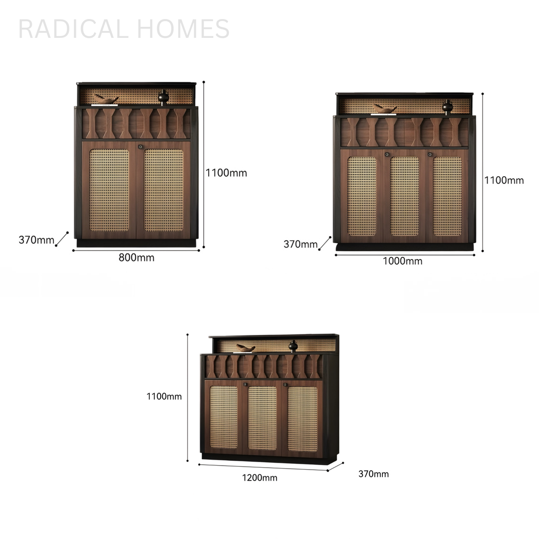 VARELLA Rustic Rattan Shoe Cabinet - Radical Homes Singapore