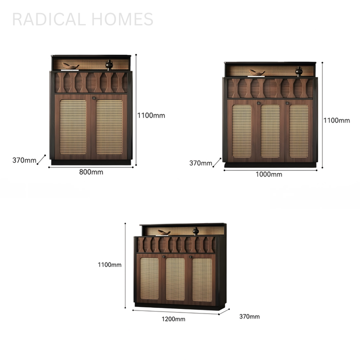 VARELLA Rustic Rattan Shoe Cabinet - Radical Homes Singapore