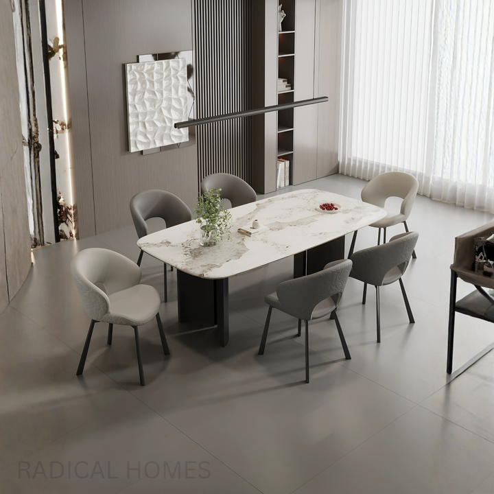 LUCENTO Modern Scratch Proof Leather Dining Chair - Radical Homes Singapore