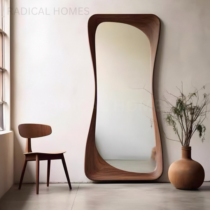 RAVENDA Modern Walnut Full Length Mirror - Radical Homes Singapore