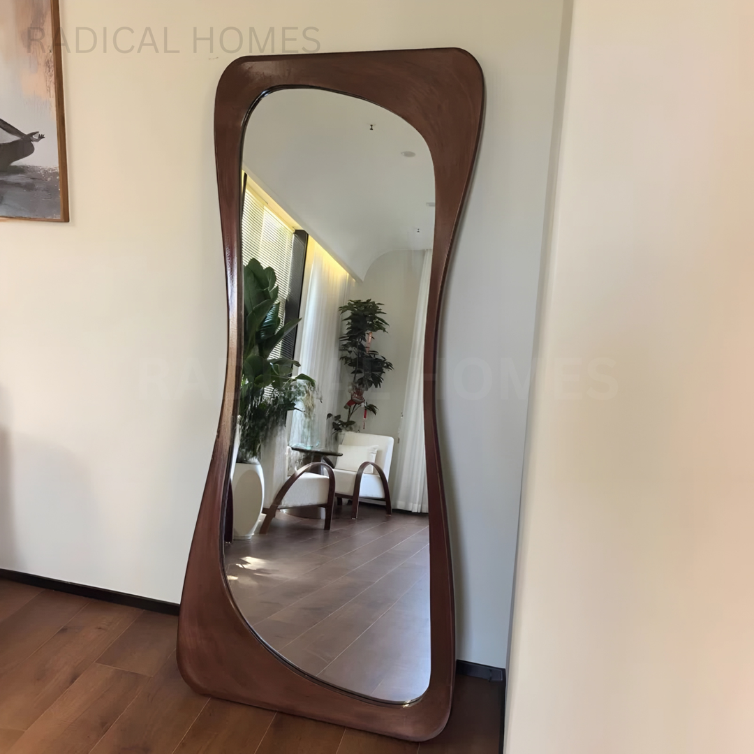 RAVENDA Modern Walnut Full Length Mirror - Radical Homes Singapore