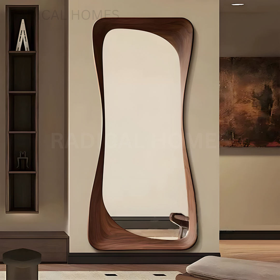RAVENDA Modern Walnut Full Length Mirror - Radical Homes Singapore