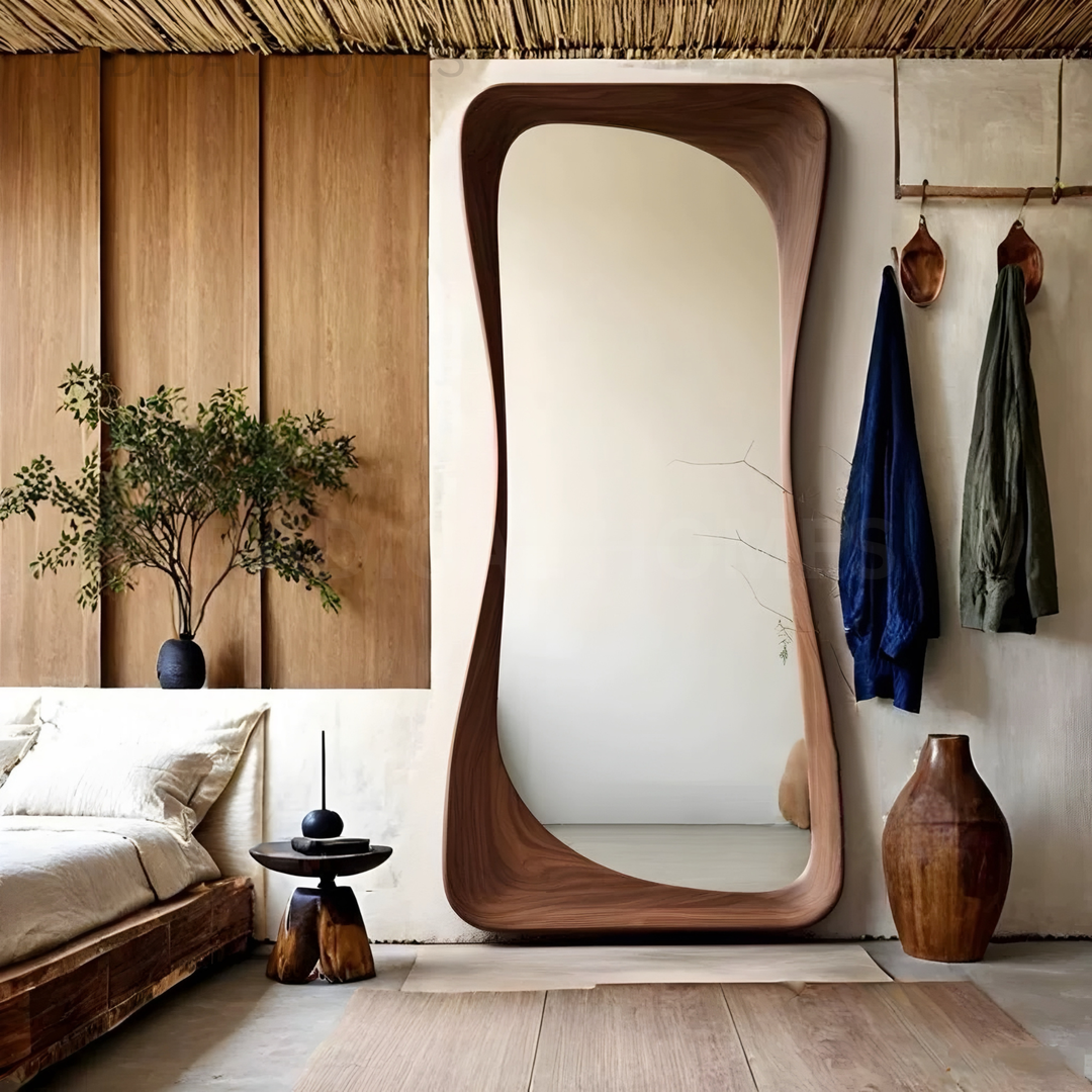 RAVENDA Modern Walnut Full Length Mirror - Radical Homes Singapore