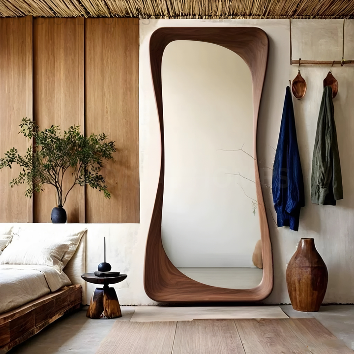 RAVENDA Modern Walnut Full Length Mirror - Radical Homes Singapore