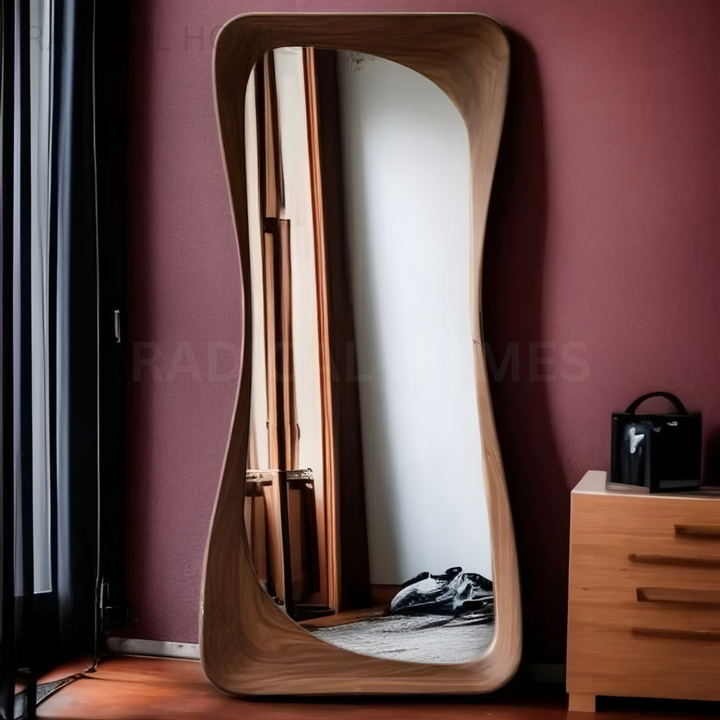 RAVENDA Modern Walnut Full Length Mirror - Radical Homes Singapore