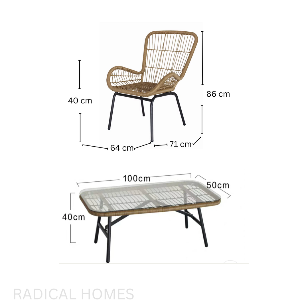 ARLO Rattan Outdoor Table And Chairs