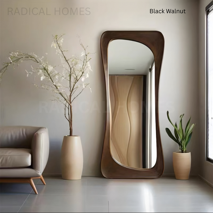 RAVENDA Modern Walnut Full Length Mirror - Radical Homes Singapore