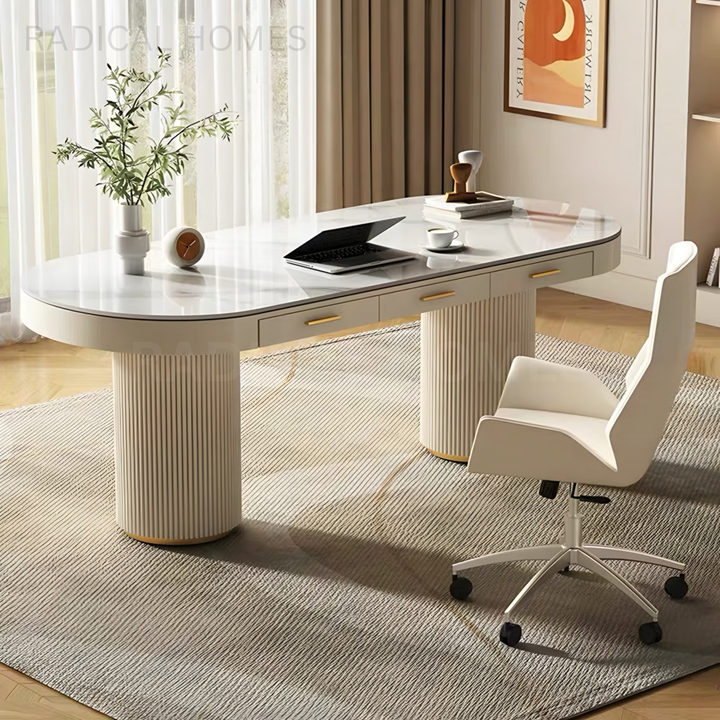 WEELE Modern Sintered Stone Study Table - Radical Homes Singapore