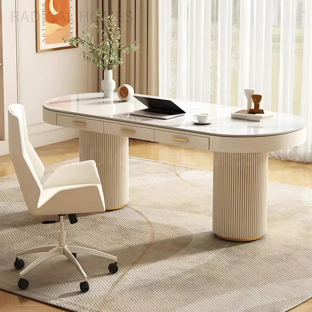WEELE Modern Sintered Stone Study Table - Radical Homes Singapore