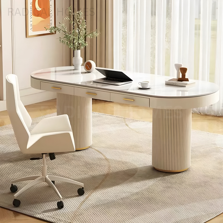 WEELE Modern Sintered Stone Study Table - Radical Homes Singapore