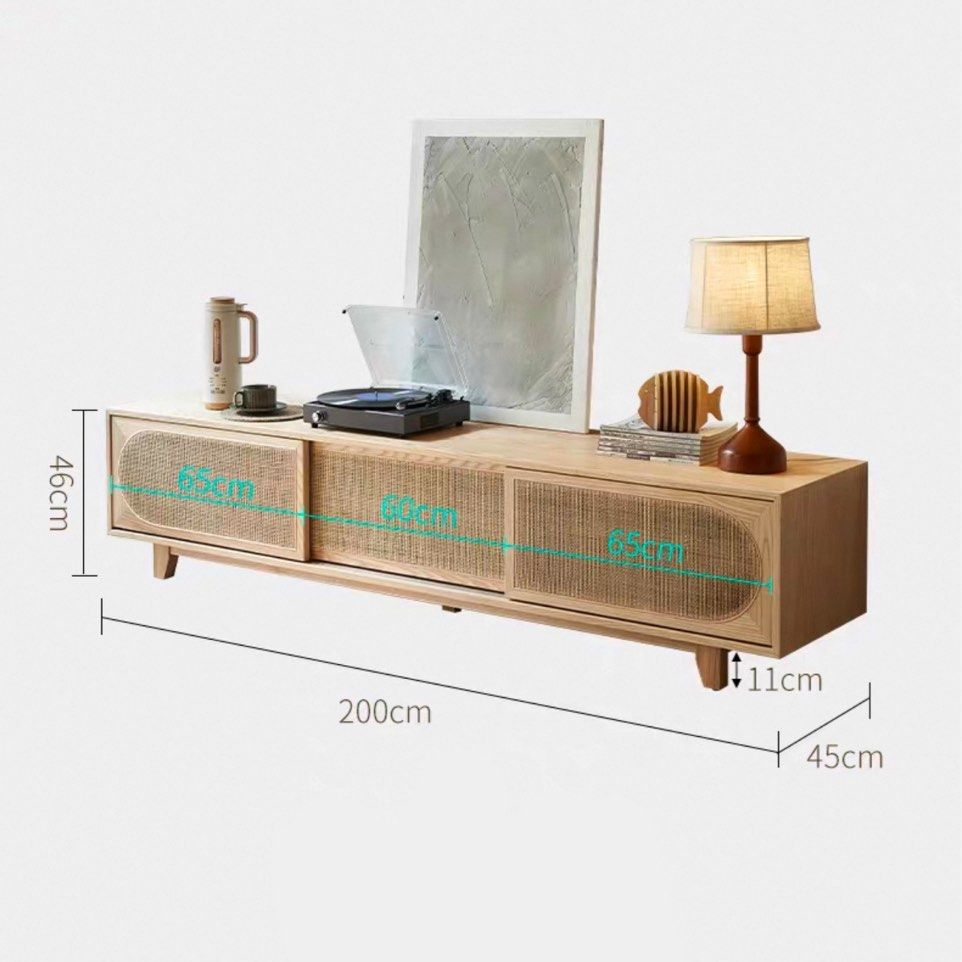 FACIRE Rustic Rattan TV Console