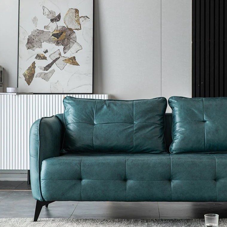 MARELDA Faux Leather Square Arm Sofa
