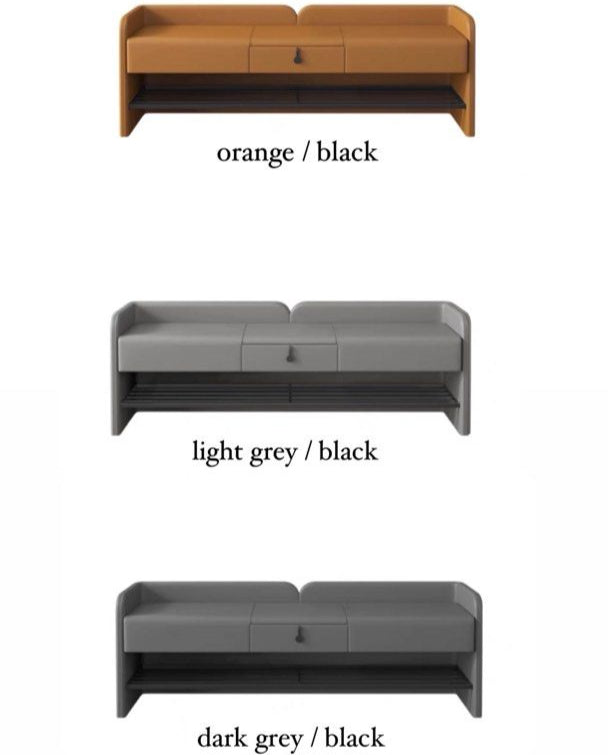 BANYAN Modern Leather Bench With Drawer