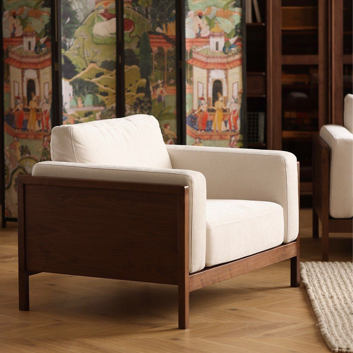 OLINOR Rustic Walnut Fabric Sofa