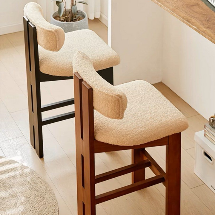GALWAY Modern Solid Wood Boucle Bar Stool
