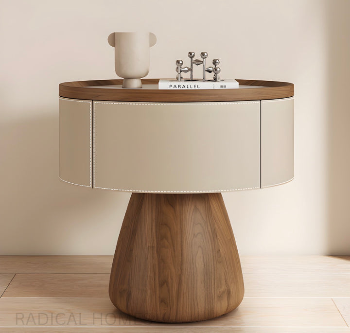 TINMA Modern Saddle Leather Bedside Table (INSTOCK)