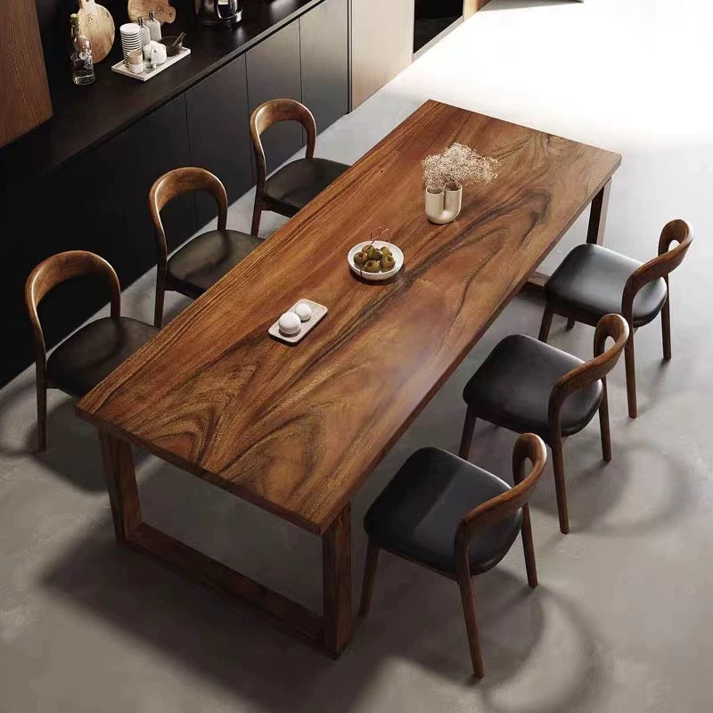 BADOU Rustic Walnut Wood Dining Table