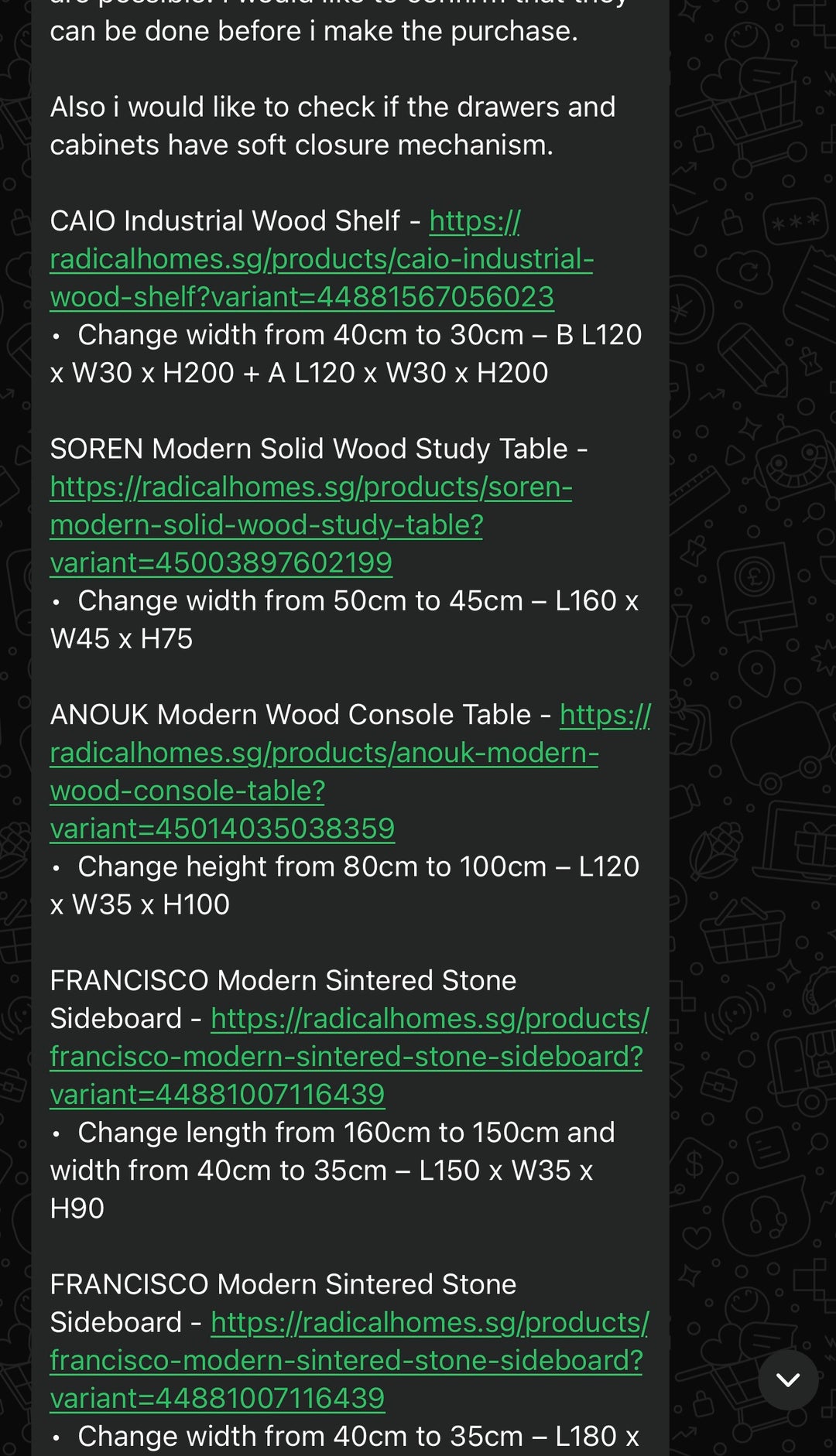custom order link - Radical Homes Singapore