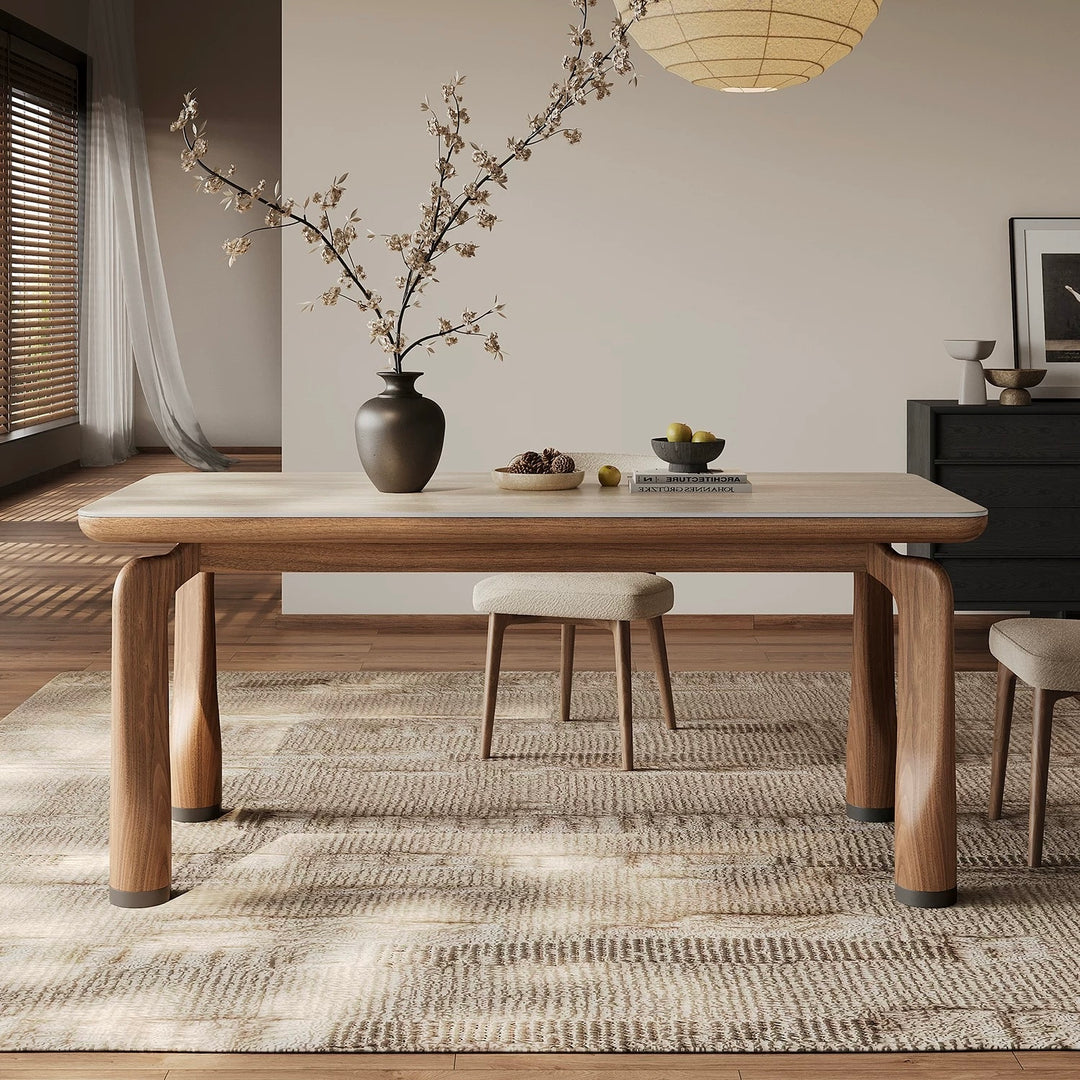QUINTOS Modern Travertine Dining Table