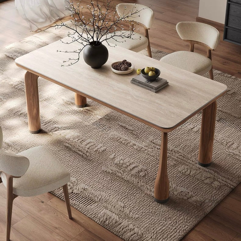 QUINTOS Modern Travertine Dining Table