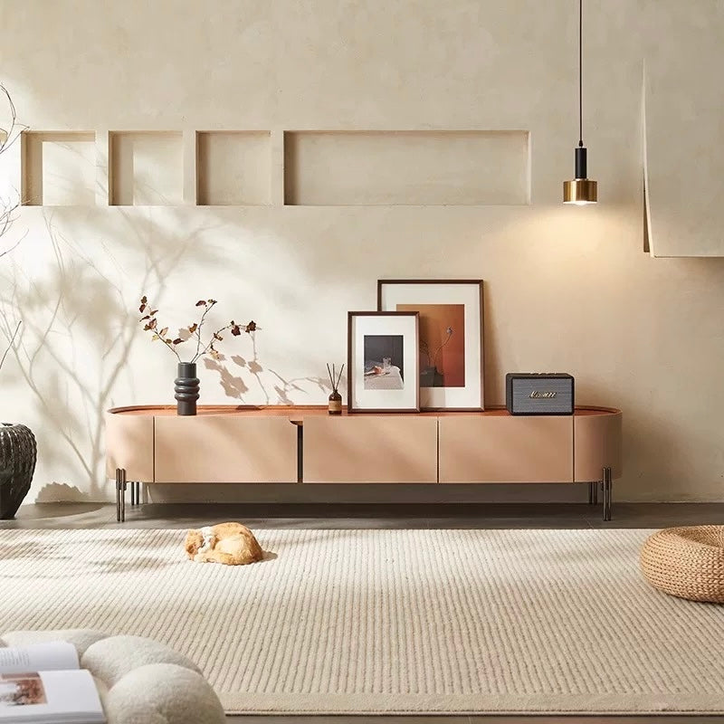 LUXEM Modern Saddle Leather TV Console